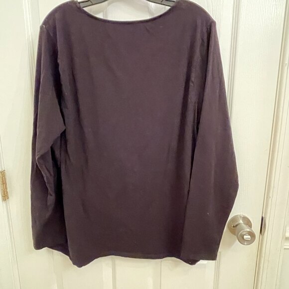 Coldwater Creek Embellished Christmas Tree Long Sleeve Black Tee sz `1X 16W 18W - Picture 4 of 4